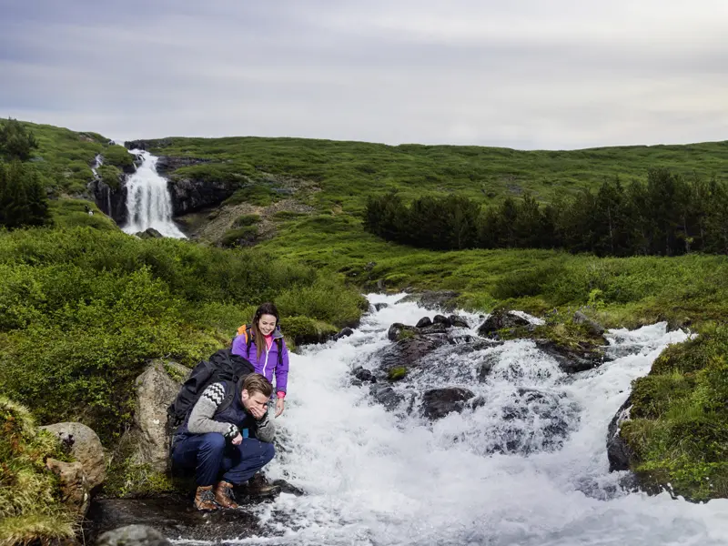 Auf unserer Entdecker-Rundreise entdecken wir Island aktiv, z. B. auf unserer Wanderung im Naturschutzgebiet entlang des Flusses Blanda, Heimat für Tausende Lachse.