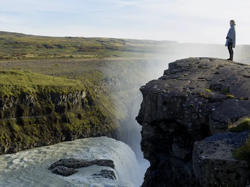 Der Wasserfall Gullfoss ist eines der Highlights Ihrer geführten Tour über den Golden Circle in Island ¿ ein grandioser Auftakt Ihrer individuellen Mietwagen-Rundreise.