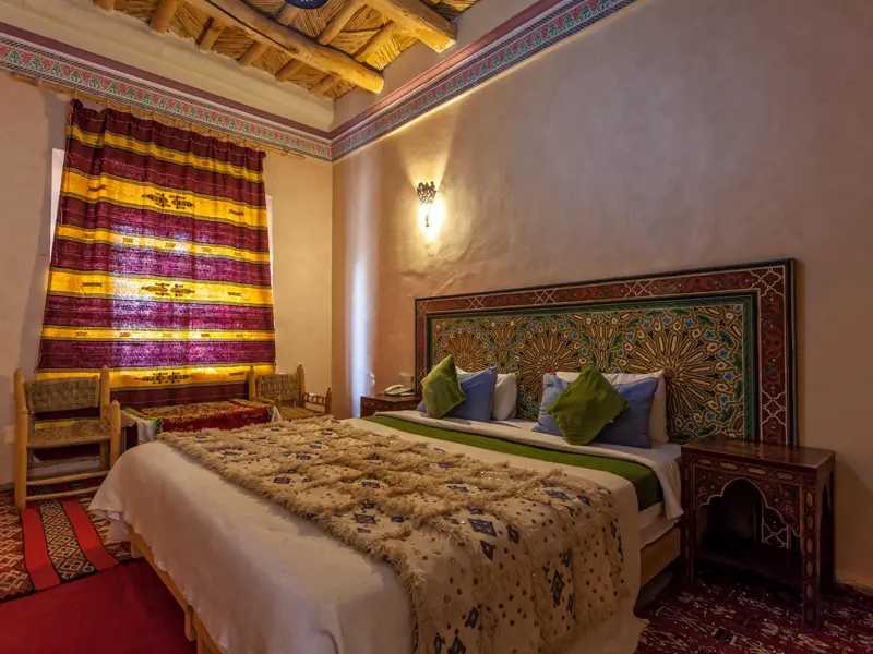 Auf Ihrer individuellen Rundreise durch Marokko haben Sie die Wahl zwischen Standard- und Luxus-Hotels und Riads ¿ in der Kategorie Standard erwartet Sie in Boumalne Kasbah Tizzarouine.