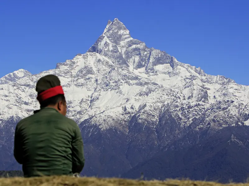 Wir haben auf unserer Reise Zeit, die Kulisse des Himalaya in Nepal zu genießen.