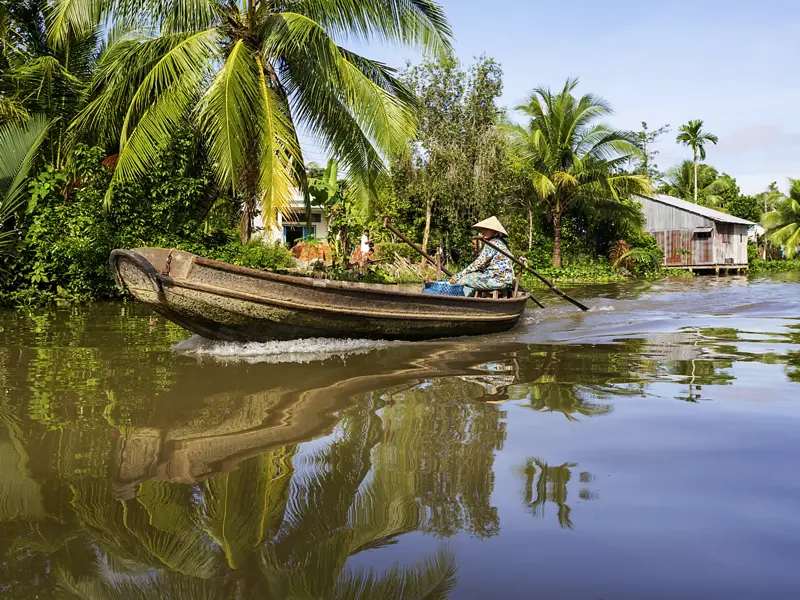 Der Mekong ist die Lebensader Indochinas, und wir begegnen dem Fluss immer wieder auf unserer MARCO POLO Reise durch Vietnam und Kambodscha.