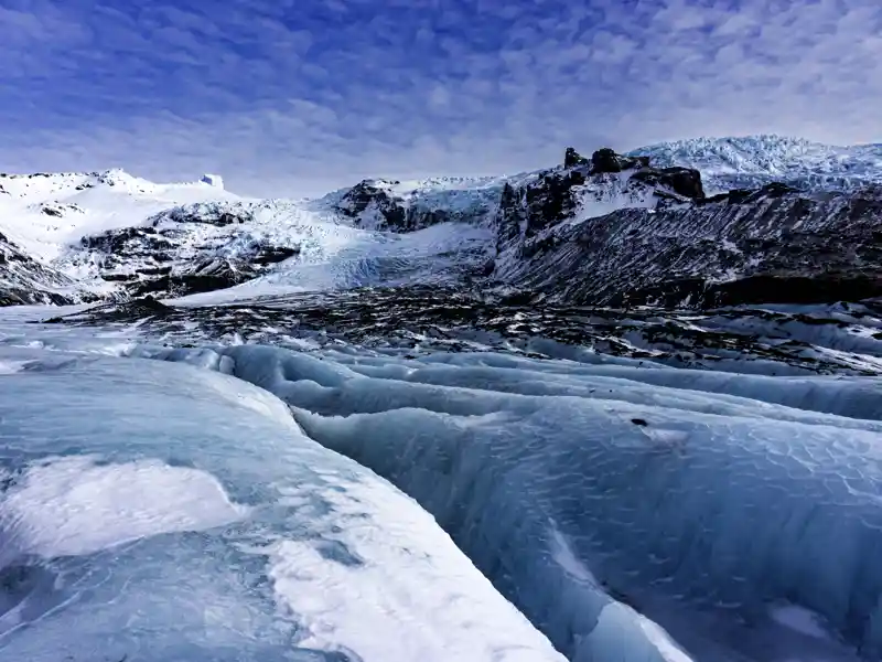 Der Skaftafell-Nationalpark mit dem Vatnajökull-Gletscher: die größte Eismasse Islands und wir mittendrin!