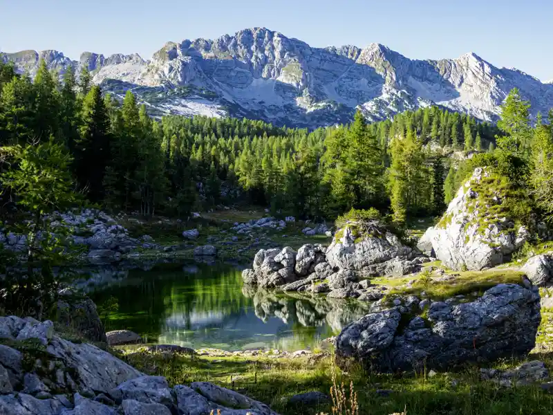 Ein Highlight unserer YOUNG LINE Rundreise durch Slowenien gleich zu Beginn: der Triglav-Nationalpark mit seiner klaren Bergluft und dem Wahnsinnspanorama lässt uns staunen.