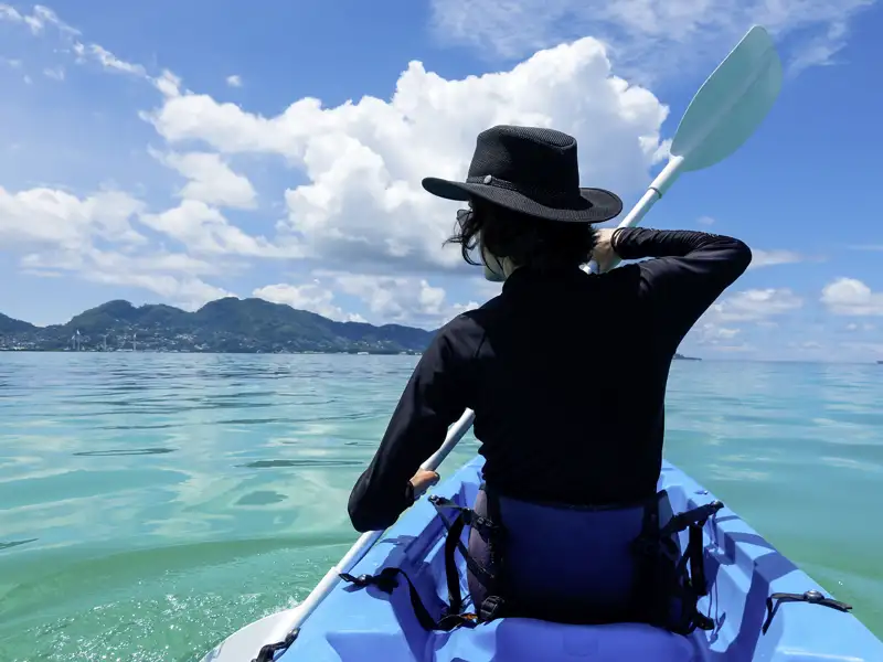 Freuen Sie sich auf eine Kayakfahrt in der wunderschönen Bucht Anse Source d'Argent!