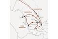 Die Karte zeigt den Verlauf unserer Marco Polo Usbekistan-Rundreise in kleiner Gruppe: Taschkent, Samarkand, Nurataugebirge, Buchara, Chiwa, Urgentsch.