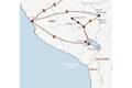 Die Reiseroute der Marco Polo Reise durch Peru: von Lima ins Amazonas-Tiefland, dann nach Cusco und Machu Picchu und weiter zum Titicacasee.