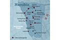 Diese Reisekarte zeigt den Verlauf der individuellen Marco-Polo-Mietwagenreise Namibia: Windhuk, Kalahari, Namibwüste, Swakopmund, Walvis Bay, Twyfelfontein, Etoscha-Nationalpark, Tsumeb, Otjiwarongo.