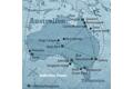 Diese Reisekarte zeigt den Verlauf der individuellen Marco Polo Reise Australien: Perth, Adelaide, Melbourne, Sydney, Ayers Rock, Cairns.
