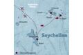 Hier sehen Sie die Route des individuellen Island-Hopping-Programms auf den Seychellen.