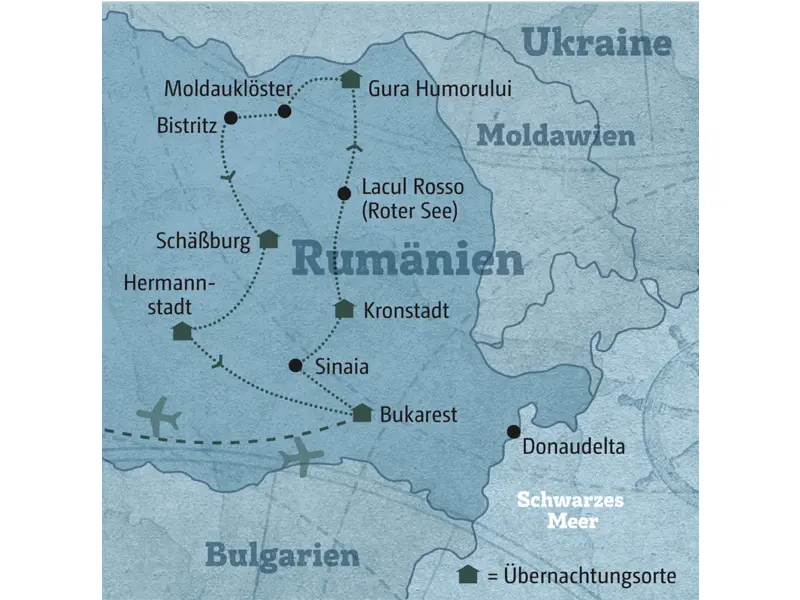 Ihre individuelle Rundreise durch Rumänien führt Sie von Bukarest nach Kronstadt, Gura Humorului, zu den Moldauklöstern, nach Schäßburg und Herrmannstadt.