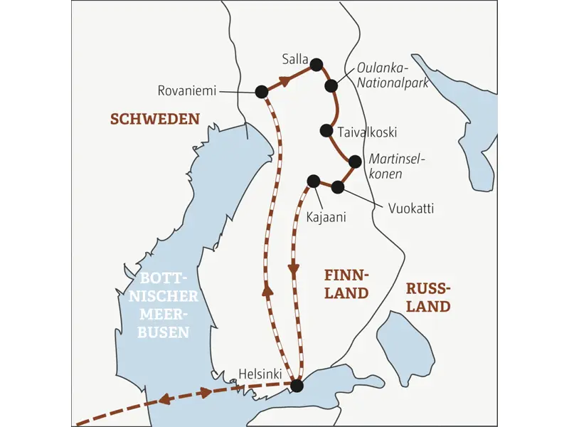Auf der YOUNG LINE Reise Finnland - Über den Polarkreis und weiter -  reisen junge Traveller zwischen 20 und 35 von Helsinki bis nach Lappland.