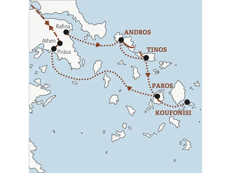 Auf der Rundreise YOUNG LINE ab 35 Griechenland - Summer-Feeling auf den Kykladen bereisen Traveller in der Gruppe die Inseln Andros, Tinos und Paros.