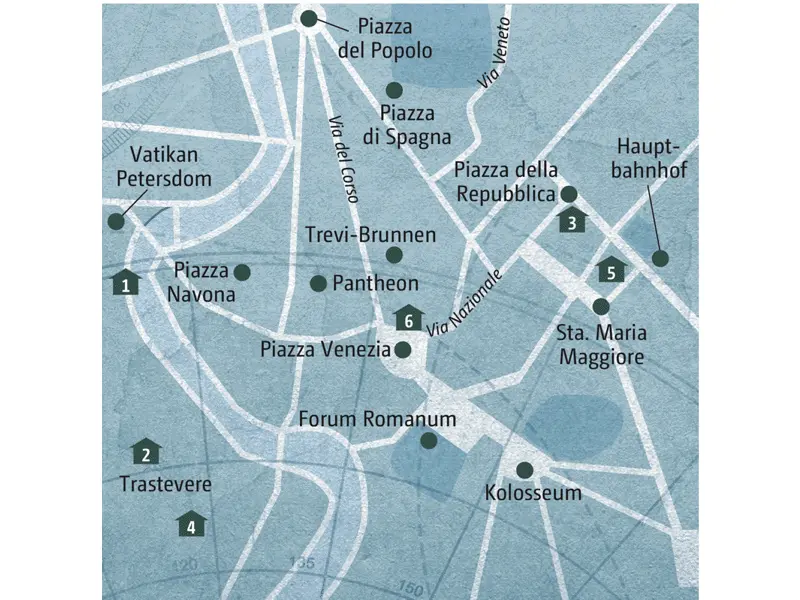 Reisekarte der Marco Polo Individuell Städtereise Rom 0490/0491