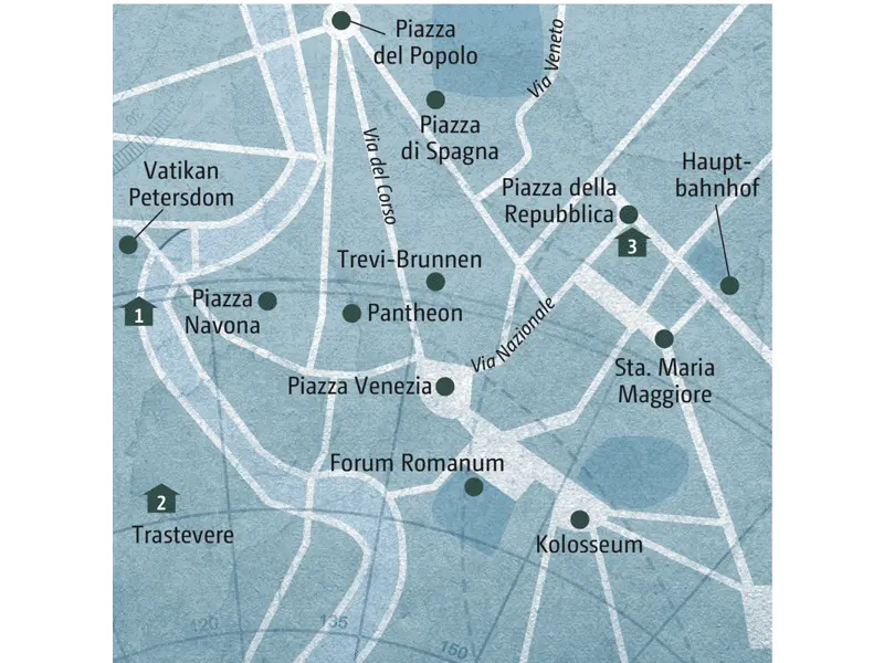 Reisekarte der Marco Polo Individuell Städtereise Rom 0490