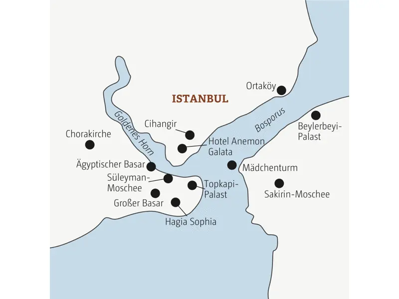 Karte der Marco Polo Mini-Gruppen-Reise 0345 Istanbul
