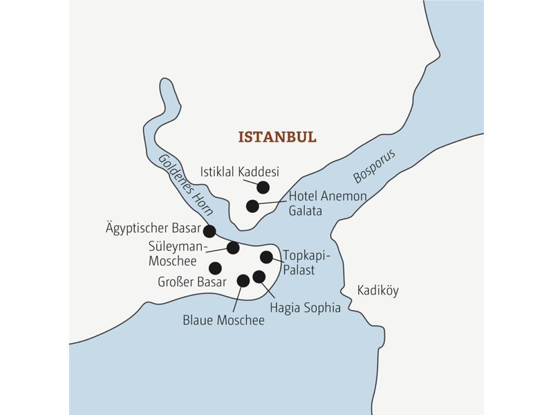 Karte der Marco Polo Mini-Gruppen-Reise 0345 Istanbul