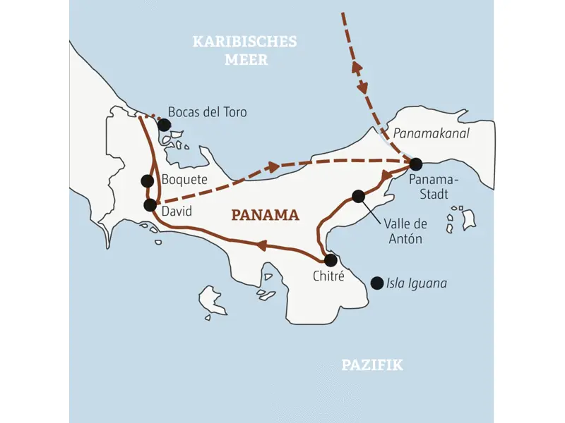 Die Rundreise mit YOUNG LINE durch Panama führt dich von Panama-Stadt über Valle de Antón, Chitré, Boquete und Bocas del Toro bis nach David.