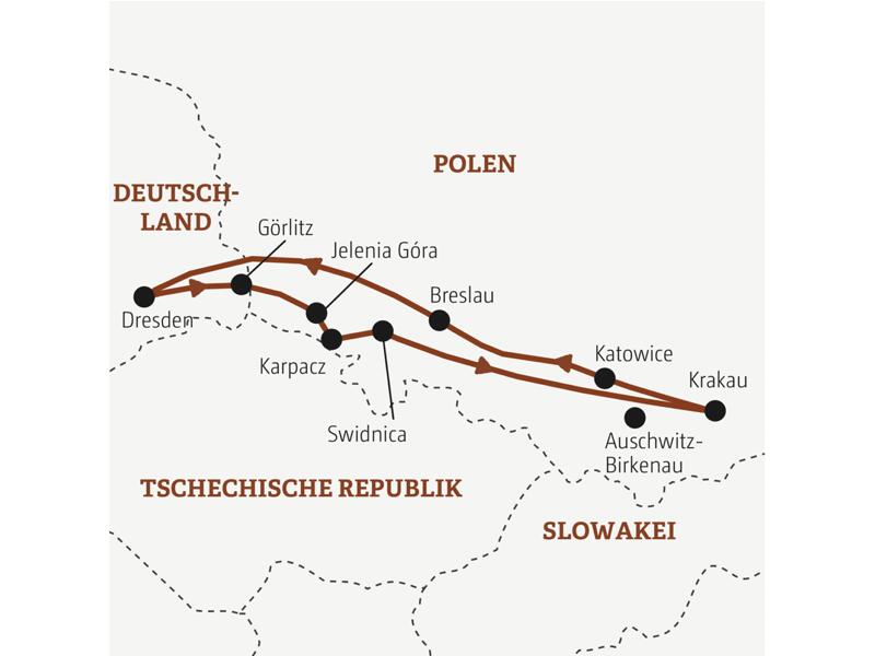 Reiseverlauf der Polen Marco Polo Reise.