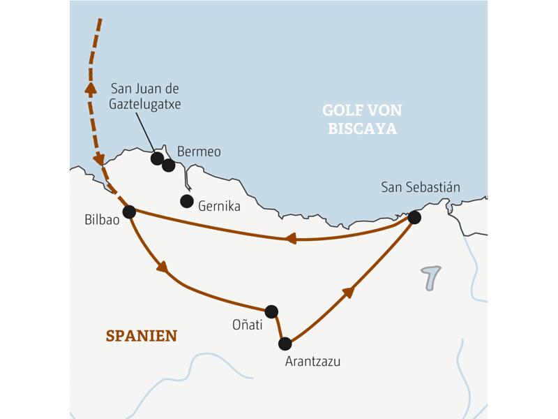 Reiseverlauf der Spanien Marco Polo Entdeckerreise.