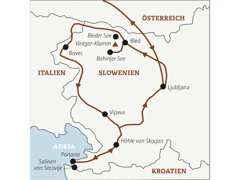 Unsere Rundreise mit YOUNG LINE TRAVEL durch Slowenien führt uns von Ljubljana über Bled und Bovec bis nach Piran an der Adria.
