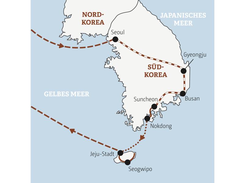 Deine Rundreise mit YOUNG LINE durch Südkorea führt dich von Seoul nach Gyeongju, nach Busan, weiter nach Suncheon Bay und schließlich auf die subtropische Urlaubsinsel Jeju