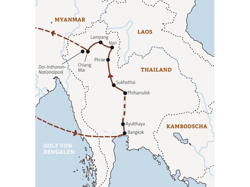 Erleben Sie auf dieser Marco Polo Reise in der Mini-Gruppe Nordthailand mit Stationen in Bangkok, Ayutthaya, Sukhothai, Nan, Lampang und Chiang Mai.