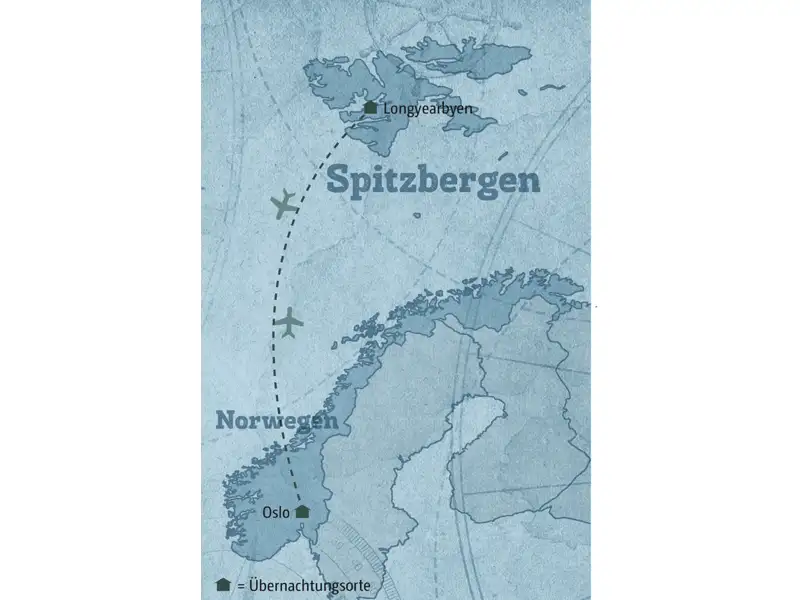 Hier sehen Sie die Route der Spitzbergen-Reise von Marco Polo.