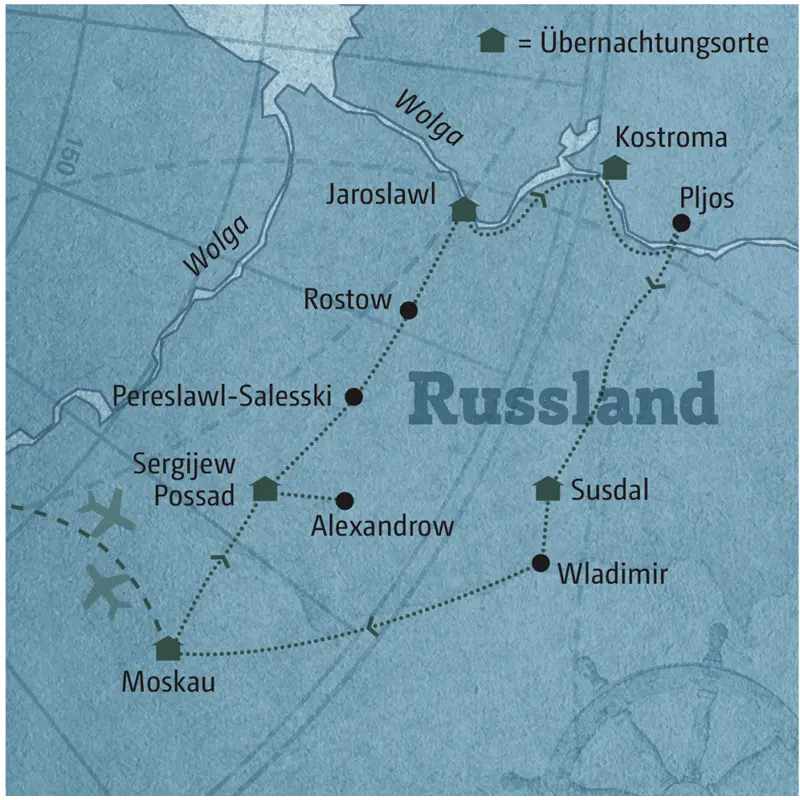 Ihre individuelle Rundreise durch Russland auf dem Goldenen Ring führt Sie von Moskau aus zu den ältesten Städten des Landes wie Jaroslawl und Susdal.